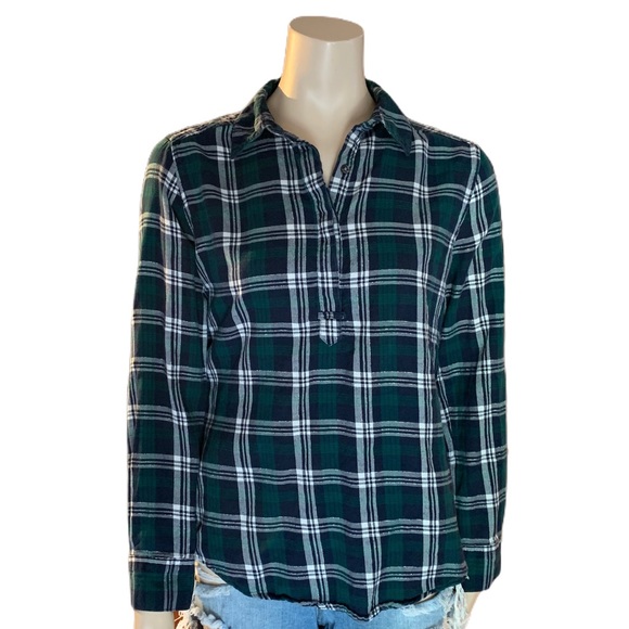 3/$30 Joe Fresh Green/Blue Long Sleeve Plaid Sz M - Picture 1 of 14
